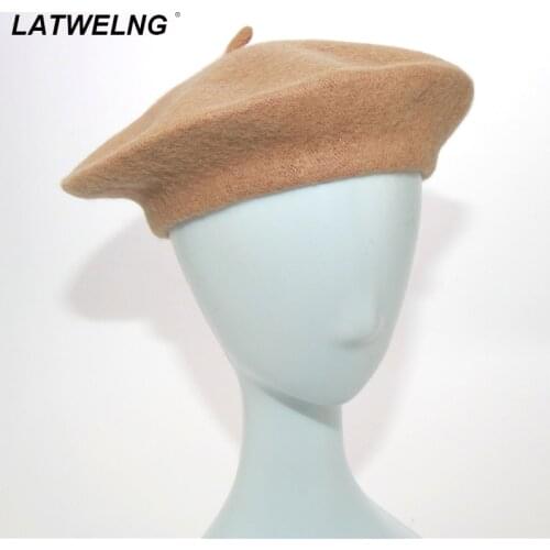 Women Girl Beret Solid Color Elegant Lady Winter Caps Warm Wool Winter Beanie Hat Cap Vintage Plain Beret Hats Gift Wholesale