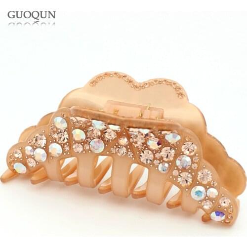 Large Cellulose Acetate Jaw Hair Claw Clip - Rhinestone Hair Accessories Jewelry Ornament for Women Girls Hair Clamp Tiara Wear