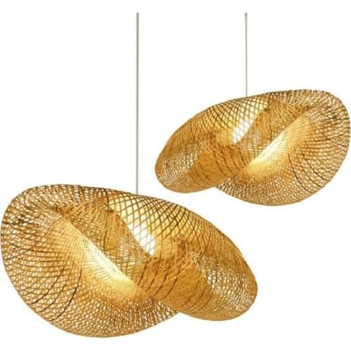 Restaurant Decorative Bamboo Chandeliers Hand-made Creative Rattan Pendant Lamp
