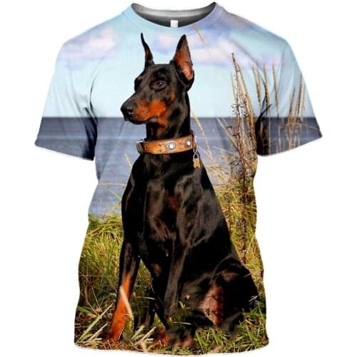 Men Women Animal Doberman Dog 3D Print T-Shirt Casual Fashion Mens Short Sleeve Tees Tops Shirts Cool Streetwear