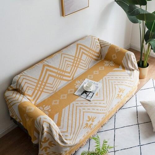 Geometry Sofa Dust Cover Cloth Throw Double-sided Blanket Wall Tapestry Table Cloth Soft Tassel Blanket Decoration Home Textile