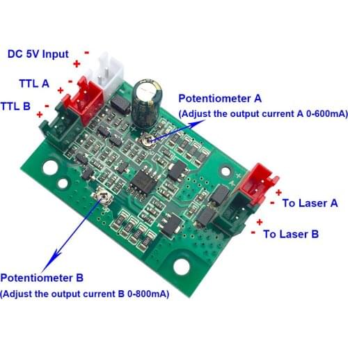 Tgleiser Laser Board Driver 0-600mA 3V-5V 0-800mA Red Green Laser Diode TTL 48*32*16mm DIY Red Laser module accessory