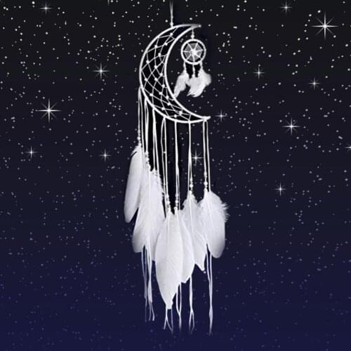 Dream Catcher Moon Mini Handmade Craft Home Hanging Room Decoration Car Ornament Girls Room Decor Dreamcatcher