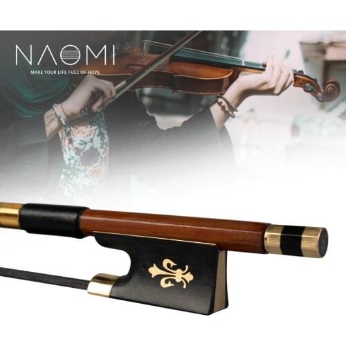 NAOMI 4/4 Size Violin Bow Brazilwood Bow Octangal Stick W/ Ebony Frog Black Horsehair Well Balance