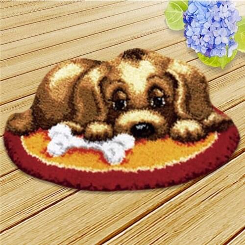 Cute Dog Pattern Embroidery Carpet For Needlework Latch Hook Rug Kits Knoopkussen Latch Hook Tapijt Kussen Knooppakket Tapijt