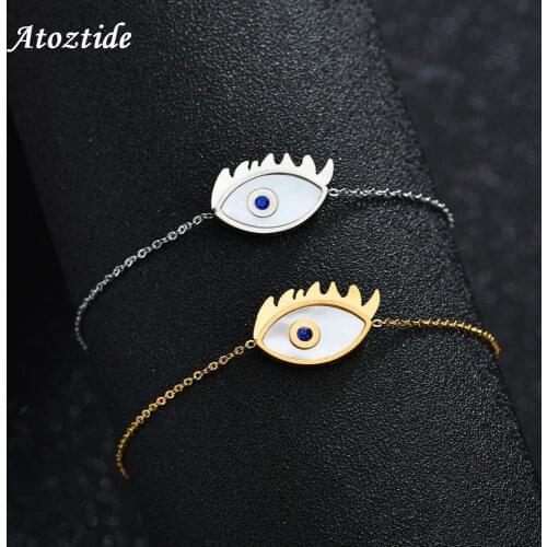 Atoztide Trendy Evil Eye Pendant Necklace Stianless steel Gold Devil Eye Necklaces Charms Jewelry Gift