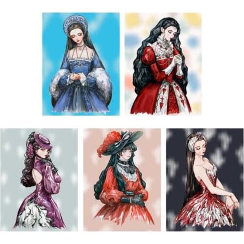 5D DIY Full Round Drill with AB Diamond Painting Cartoon Princess Girl Mosaic Kit Rhinestone Picture Home Decoration Art Craft