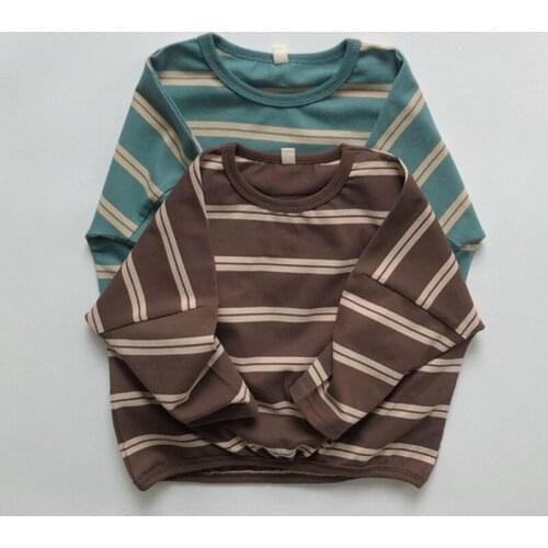 New Spring Autumn Baby Girls Boys T-shirt Children Childrens 1-6Yrs Loose Kids Baby Girls Boys Long Sleeve Stripe T-shirt
