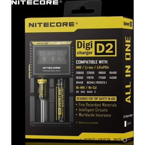 New Benchmark in Intelligent Chargers Nitecore D2 LCD Displays Digital AA / 18650 Battery Charger for Flashlight