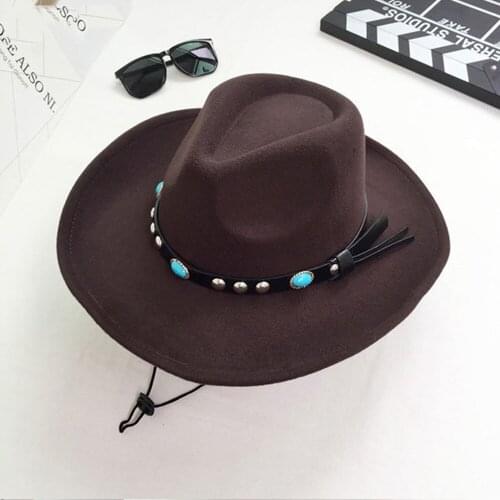 2021 Autumn New Mens Western Cowboy Hat Knight Ladies Woolen Cap England Vintage Curled Brimmed Caps Jazz Top Hats QZ0363