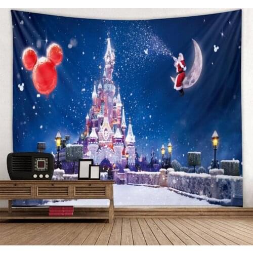 Christmas Tapestry Santa Claus Background Wall Mounted Tapestry 2021 New Year Tapestry Christmas Castle Home Decoration Tapestry