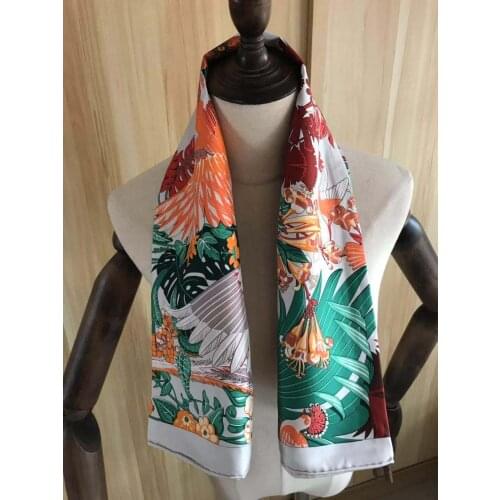 2021 new arrival spring summer orange 100% pure silk scarf twill hand made roll 90*90 cm shawl wrap for women lady