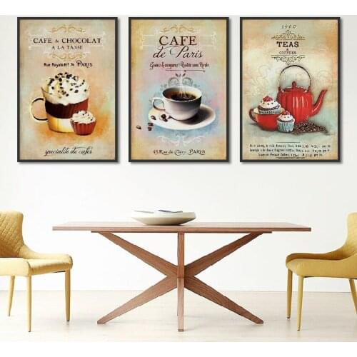 Nordic Poster Vintage Modern Minimalist Coffee Dessert Canvas painting Abstract Home Decoration Kitchen Wall Pictures Unframed