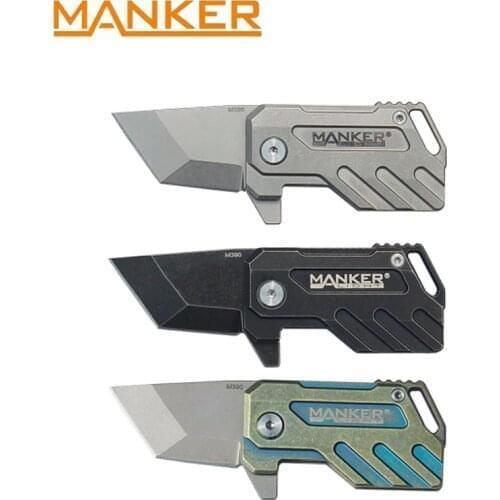 Manker Elfin Stonewash Titanium TC4 Liner Lock M390 Steel Folding Mini Keychain Knife Tool (3 Style Option) Self-defense Tool