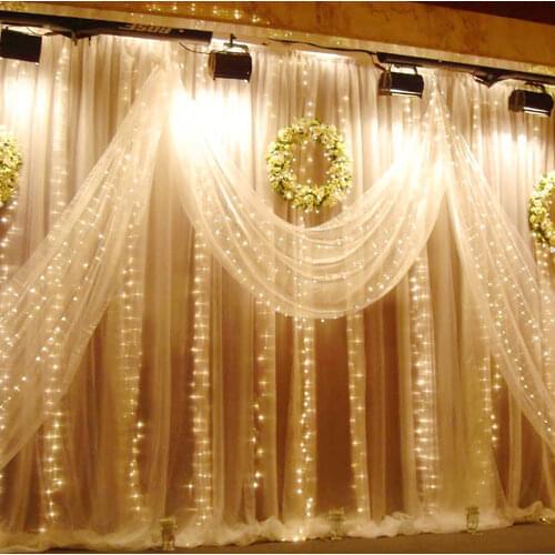 110V 9.8ft x 9.8ft 304 LEDs Fairy Curtain String Lights with 8 Lighting Modes Controlled for Valentine Day / Wedding / Party