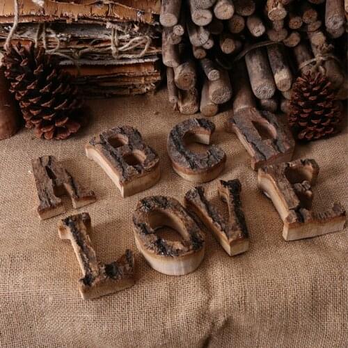Together with bark solid wood retro wooden English letters alphabet number for cafeteria bar home decoration vintage DIY letter
