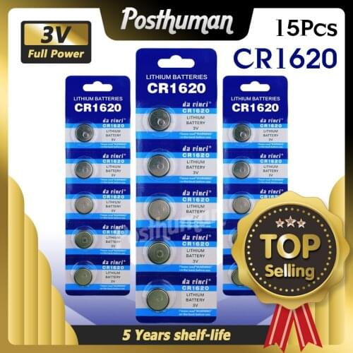 YCDC 15PCS Lithium Battery CR1620 Electronic Button Coin Cell Batteries 3V ECR1620 DL1620 5009LC Watch Toy Remote CR 1620