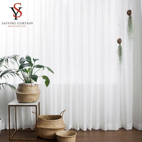 Korean Chiffon White Sheer Curtains For Living Room Tulle Curtain Bedroom Kitchen Window Treatment Finished Voile Drape Blinds