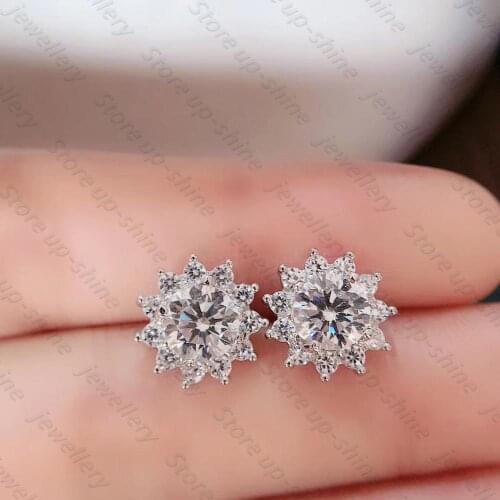New Moissan Diamond Earrings 925 Silver Womens Earrings Luxurious Atmosphere