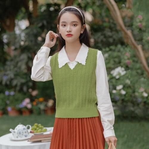 INMAN 2021 Spring New Arrival Retro Art Hollow knitted Outwear Womens Vest