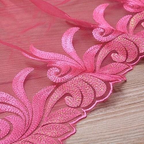 1Yards 2018 New Embroidery Peacock Design Net Lace Fabric Tissu Costura Mesh Tulle Guipure Cord Lace Sewing DIY Doll Cloth Red