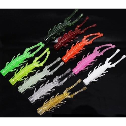 10Pcs/lot Shrimp Soft Fishing Lure NED Wobblers 7.5cm Soft Worm Swimbait 10 Colors Saltwater Bass Pesca Fishing Accessories