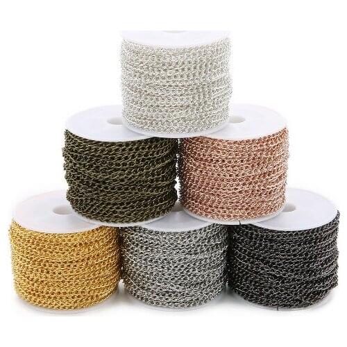 10 Yard/roll 3*4mm Iron O Chains Bulk Steel Color for DIY Jewelry Chain Making Crafts dt4s