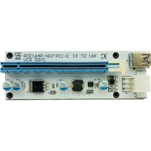 100PCS Wholesale 007C USB 3.0 PCI-E Express 1x to 16x Extender Riser Adapter Card SATA 15pin to 6pin Power Cable for BTC Mining
