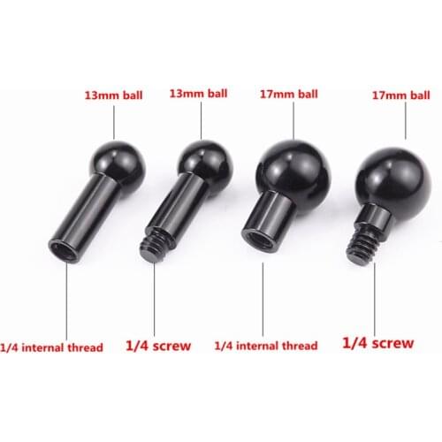 13mm / 17mm Ball Mount Double Socket Arm Clamp Joint Connecting Rod 1/4" Adapter Action Camera Phones GPS Holder Accessories