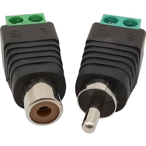 2Pcs RCA Connector RCA Male Plug & RCA Female Jack AV Camera CCTV Speaker Audio Video Terminal Block Wire Cable Adapter