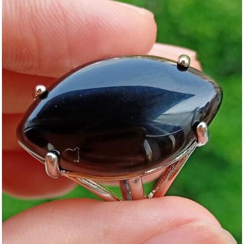 5pcs Black Agate stone Chakra Finger Ring Reiki Healing Beads Adjustable Amulet Wholesale