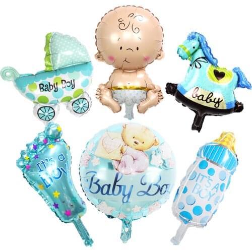 6pcs/set Mini Angel Baby Girls Balloon Baby Shower Baby Stroller Foil Ballon Baby Toys Balao For Newborn Party Decoration