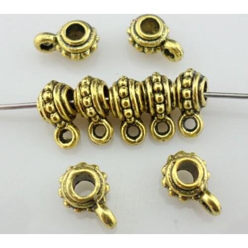 80pcs Tibetan Silver Charms Bails Spacer Beads Connectors Pendants 4x7x9mm Jewelry Findings