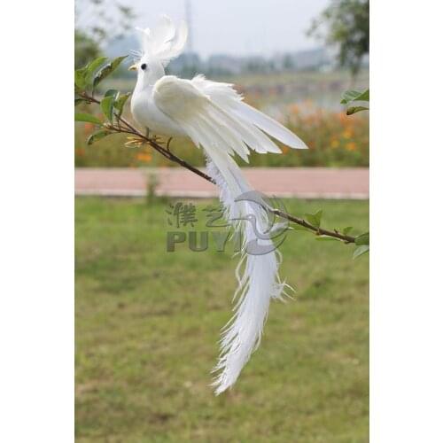 White simulation long tail bird plastic & furs wings Phoenix bird doll gift about 30x20cm 1494