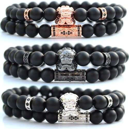 Bileklik erkek Chinese Lion natural stone beads braclets for women pulseras hombre mens jewellery bracelet set brazalete hombre