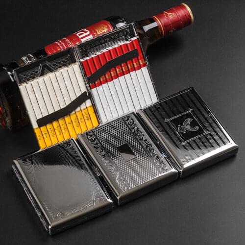 Cigarette Case Metal Cigarette Holder for Regular, King and 100s Size RFID For 20 Cigarettes Cigar(Large, Etched Silver)