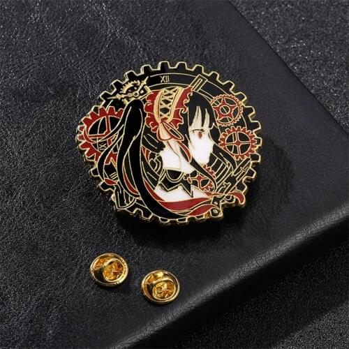 Anime DATE A LIVE Enamel Brooch Pins Cartoon Tokisaki Kurumi Exquisite Badge Brooches For Women Men Lapel Pin Cosplay Jewelry