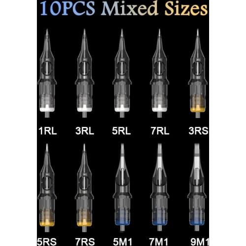 Cartridge Tattoo Needles 10/20PCS Mixed Sizes Disposable Sterilized Tattoo Needles Permanent Makeup For Cartridge Machines Grips