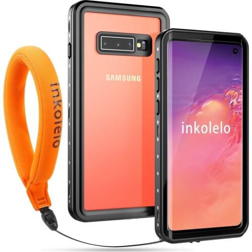 Inkolelo Samsung Galaxy S10 Waterproof Case Built-in Screen IP68 Full Sealed Shockproof Cover for Swimming Diving Black