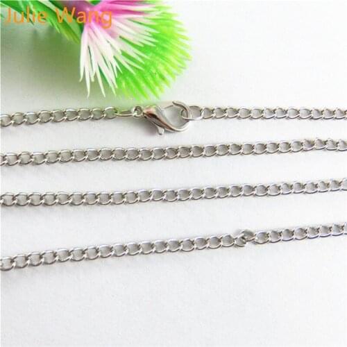 Julie Wang 2PCS 45cm 60cm 80cm Silver Black Gold Bronze Multi Color Metal Iron Link Chain DIY Women Men Necklace Jewelry Finding