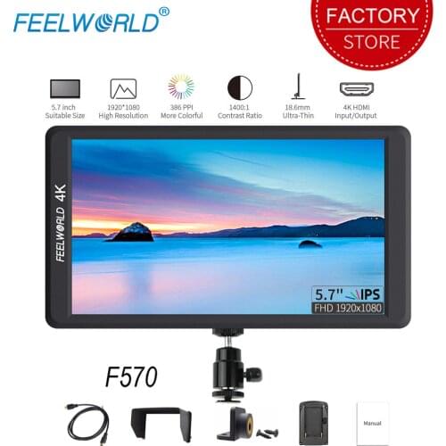 FEELWORLD 4K Monitor 5.7 inch Camera HDMI Contrast 1400:1 IPS LCD Full HD 1920x1080 DSLR Field External Monitor for Cameras F570
