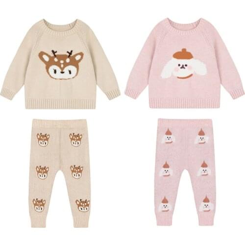 Baby Boy Girl Clothes Sets Spring Autumn Newborn Baby Girl Clothing Christmas Tops + Pant Outfits Baby Knit Sweater Baby Pajamas