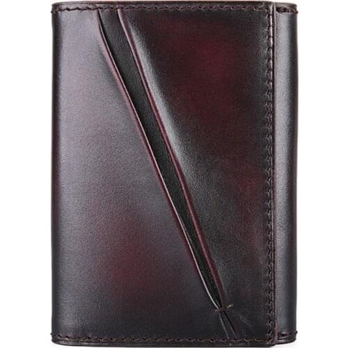 TERSE_Handmade card holder mens top Italian genuine leather name card wallet blue/ burgundy/ tobacco in stock id card bag 346