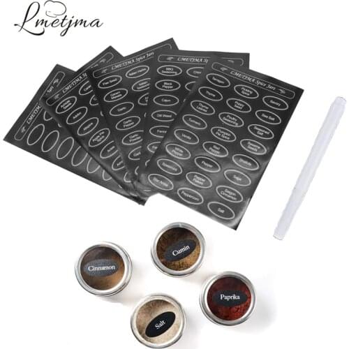 LMETJMA 5pcs/set Blackboard Labels With Chalkboard Pen Spice Jars Stickers Reusable Chalkboard For Pantry Mason Jars KC0219