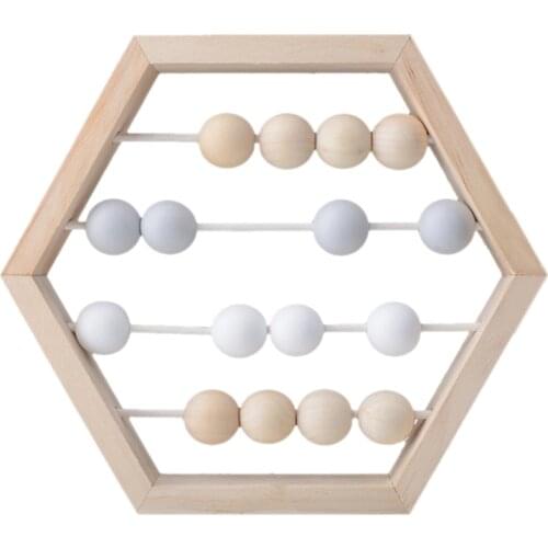 Nordic Style Natural Wooden Abacus With Beads Craft Baby Early Learning Educational Toys Scandinavian Style Baby Room Decor