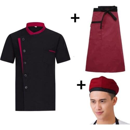2021 New Restaurant Chef Uniform Unisex Short Long Sleeve Shirt Kitchen Baker Jacket Hat Apron Work Clothes for Men Women