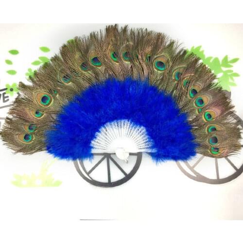 New Peacock Feather Hand Fan Dancing Bridal Party Supply Decor Woman Accessories Marabou Feathers