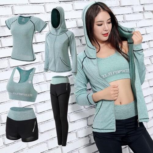 New fashion women yoga set 2/3/4/5PCS women Sports running clothing set quick dry fitness gym sportswear clothing