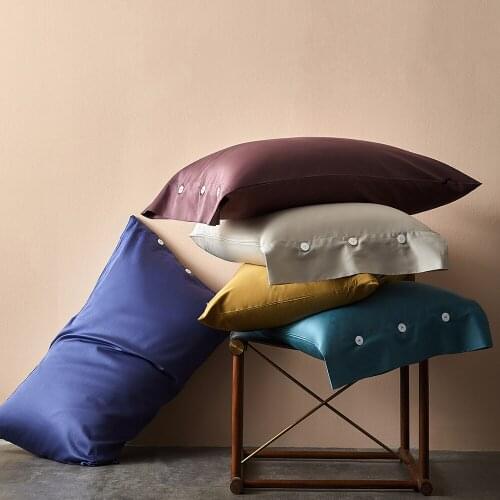 Solid Color 2pcs Pillow Case Button Design Best Cotton Pillow Cover Fashion Simple Bedding 13 Color Exquisite Gift Box Packing