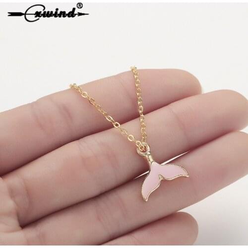 Cxwind Animal Pink Mermaid Tails Necklaces Pendants Fashion Women Necklace Whale Tail Fish Nautical Charm bijoux femme Jewelry
